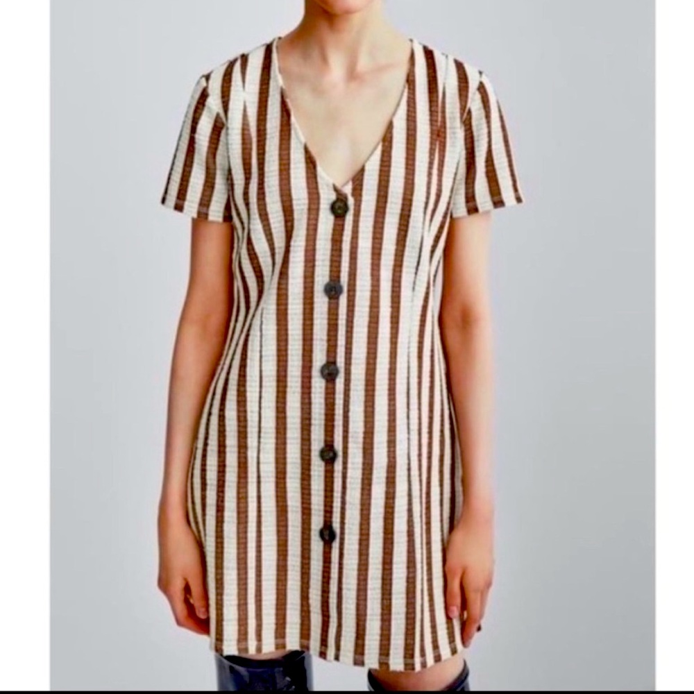 rustic striped zara trafaluc mini dress